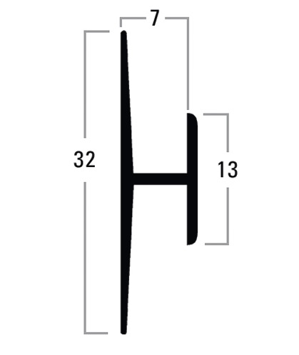 photo info Profil anodisé centrale H pour jointure de 2 miroirs 6mm