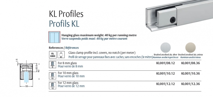 photo info Profil de serrage pour cloison verre 10mm au mètre (maxi 6m)