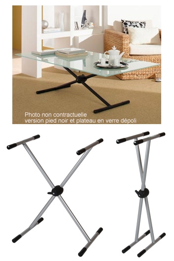 photo info Table en Verre Modulable, Plateau de verre 60x120cm Verre 10mm, pied gris
