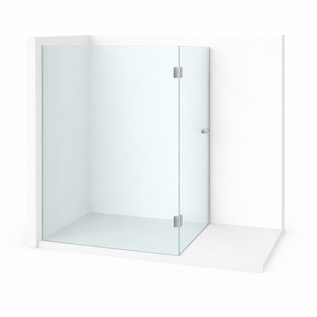 Fixe + porte à 90° en verre trempé 8mm