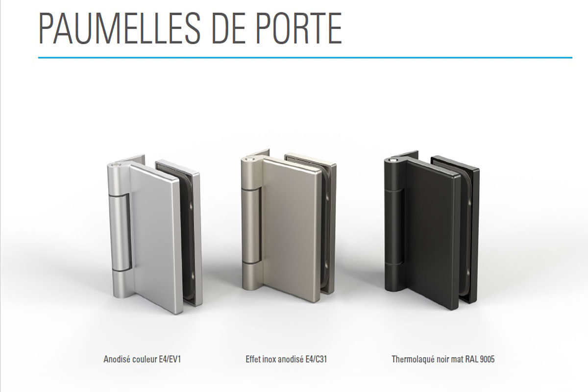 Paumelles pour Porte en verre de la gamme Bohle