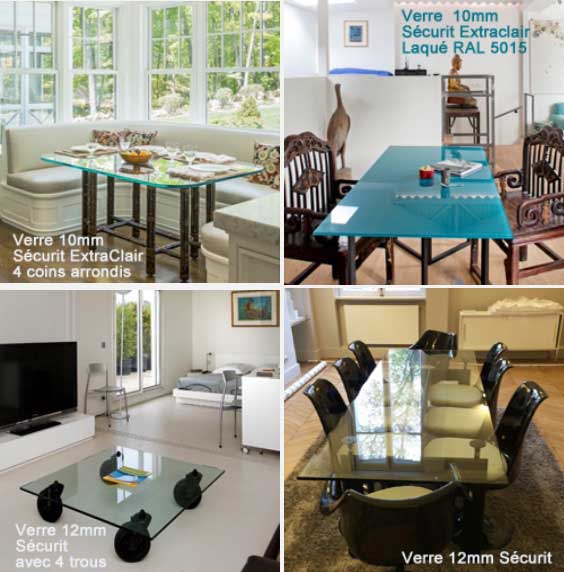 Exemple de plateau de table en verre trempé