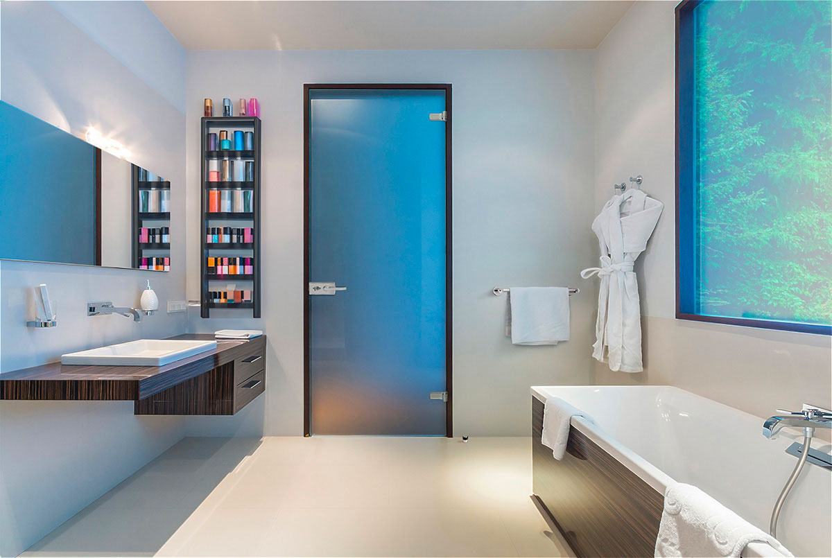 Porte en verre dépoli