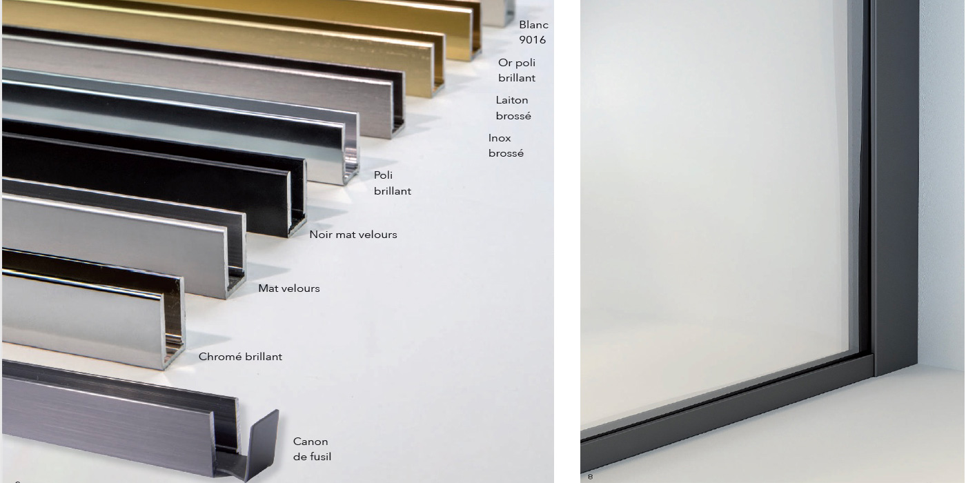 Profils aluminium minimalistes pour douche sur mesure