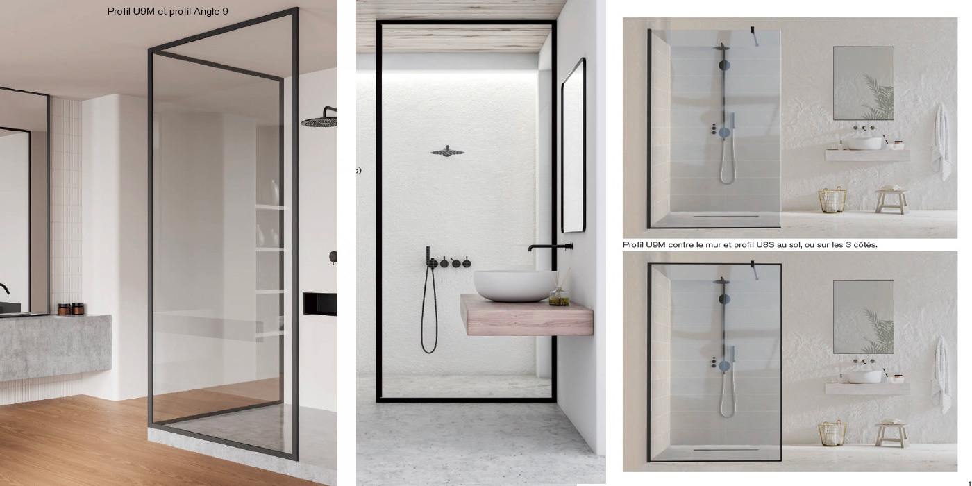 Profils aluminium pour paroi de douche sur mesure