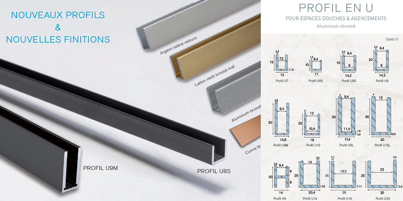 Profils aluminium décoratifs pour verre sur mesure