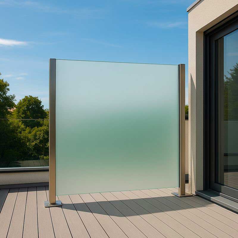 Exemple de pare-vent et brise-vue en verre feuilleté