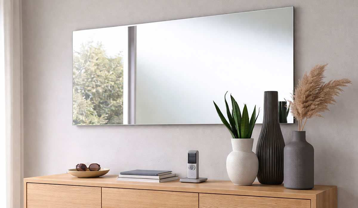 Profil invisible (rail) : miroir amovible, discret