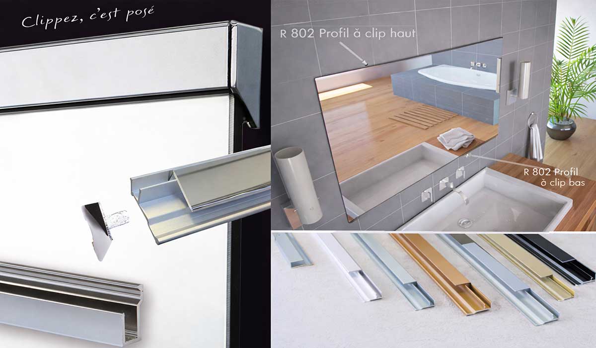 Profils miroirs : fixation haut/bas