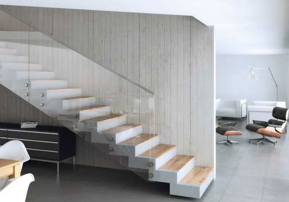 Garde-corps en verre pour escalier intérieur (exemple)