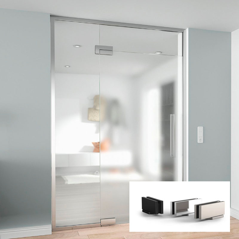 Porte en verre avec système pivot