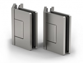 1 Paire de Charni&egrave;re SANTOS aspect inox bross&eacute; brillant verre/verre 135&deg; 50kg 