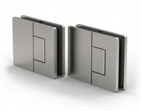 1 Paire de Charni&egrave;re SANTOS aspect inox bross&eacute; brillant verre/verre 180&deg; 50kg 