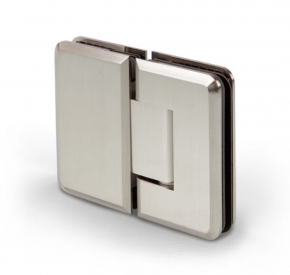 Charni&egrave;re (Paumelle) de porte de douche Barcelona Inox bross&eacute; mat, verre-verre 180&deg;