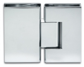 Charnière BILBAO chromé brillant verre/verre 180 degre avec règlage du point zéro