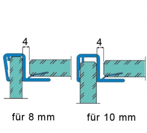 Joint d'étanchéité pour porte/pan fixe 90° pour 8 - 10 mm