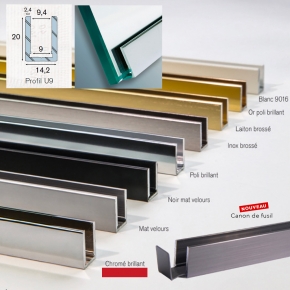 Profil U9 alu chrom&eacute; brillant longueur de 1m