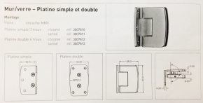2 Charnières MALTA Chromé brillant Saint Gobain (pour douche)