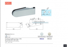 Paumelle pour feuillure de 24 mm pour fiches 4207 - 4208 - 4209