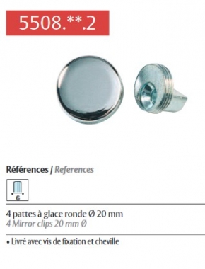 Lot de 4 pinces rondes Laiton Poli (doré) pour Miroir 6mm