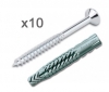 10 Vis Torx 5x60mm finition chromé brillant + 10 chevilles