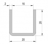 Profil en U en acier inoxydable de 20x20 pour cloison verre de 12 à 14mm. Aspect poli  brillant. Longueur 2500mm