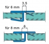 Joint d'étanchéité pour porte en alignement 180° pour du verre de 6 - 8 mm