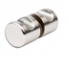 Bouton double chrom&eacute; mat satin&eacute; pour portes de douches