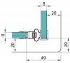 Joint d'étanchéité magnétique a 90deg pour du verre de 6 - 8 mm - Lg2500mm