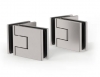 2 Charnières/Paumelles JUNA inox brossé verre/verre 90deg  pour porte de douche (réglable) jusque 50kg