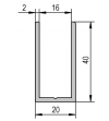 Profil U 40x20mm aspect inox brossé longueur 5m