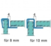 Joint d'étanchéité pour porte/pan fixe 90° pour 8 - 10 mm