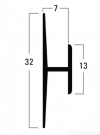 Profil anodisé centrale H pour jointure de 2 miroirs 6mm