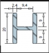 Profil H9MV alu Mat velours longueur de 3m