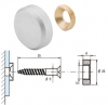 Rosace marbrier cylindrique chromé brillant pour fixation de miroir, verre et crédence