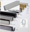 Profil U9 alu argent satin&eacute; velours avec embouts et &eacute;querre longueur de 3m