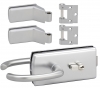 Kit quincaillerie avec 3 paumelles Lagune chrom&eacute; brillant pour Porte Clarit 8mm (avec serrure et cl&eacute;)