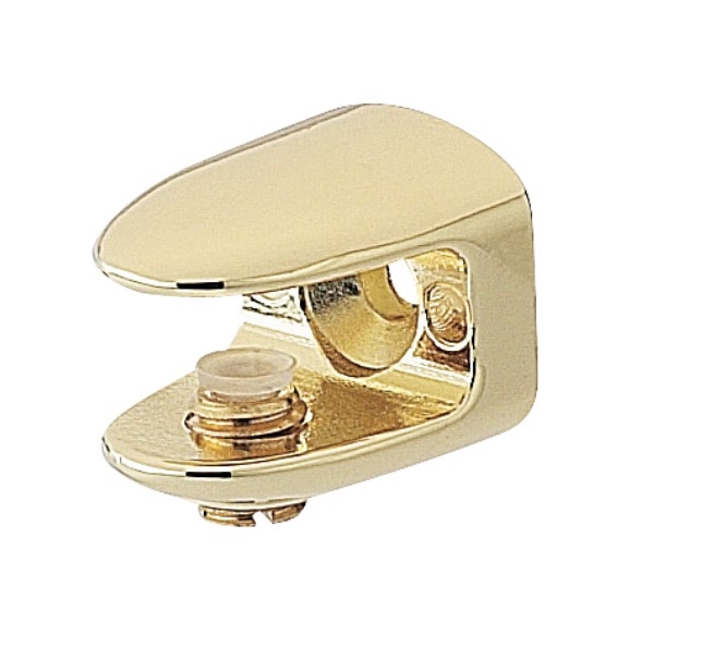 2 Supports tablette laiton dor&eacute; pour verre 6 a 8mm