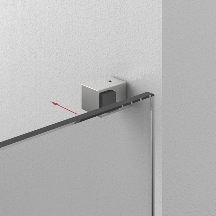 photo info Butée de porte Mur-Verre â€“ Droite â€“ Chromé brillant