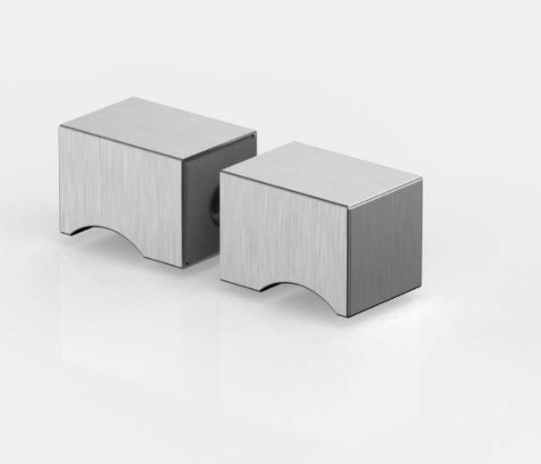 photo info Bouton double carr&eacute; finition inox bross&eacute; 22x22mm