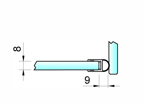 photo info Joint d'étanchéité soufflet 2500mm pour douche verre/verre 90° ref.8861