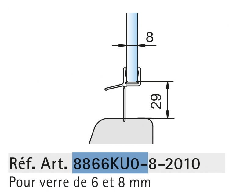 photo info Joint d'étanchéité avec lèvres 29mm pour bas de porte de douche 6 a 8mm