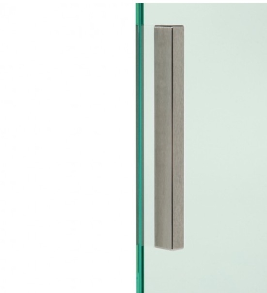 photo info Poignée de porte en verre autocollante inox brossé 150x12x17mm 