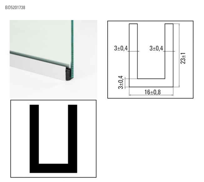 Profil silicone noir pour verre 10mm