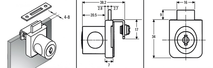 Serrure pour portes en verre à un battant