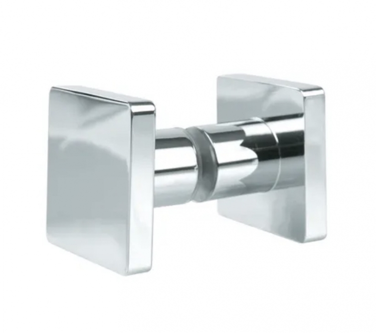 Bouton double carr&eacute; de porte de douche SK031 chrom&eacute; brillant