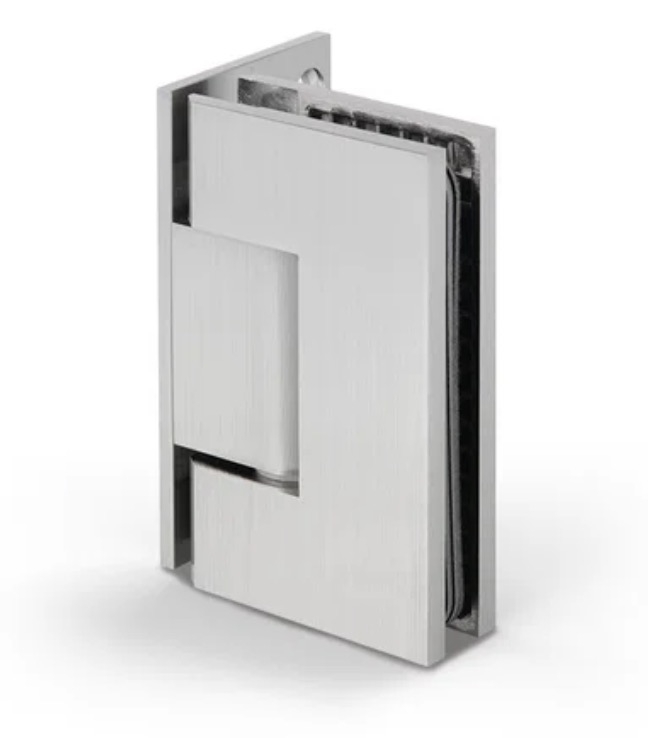 photo info Charni&egrave;re aspect inox bross&eacute; pour pare-douches Bilbao Select 90 degre verre-mur