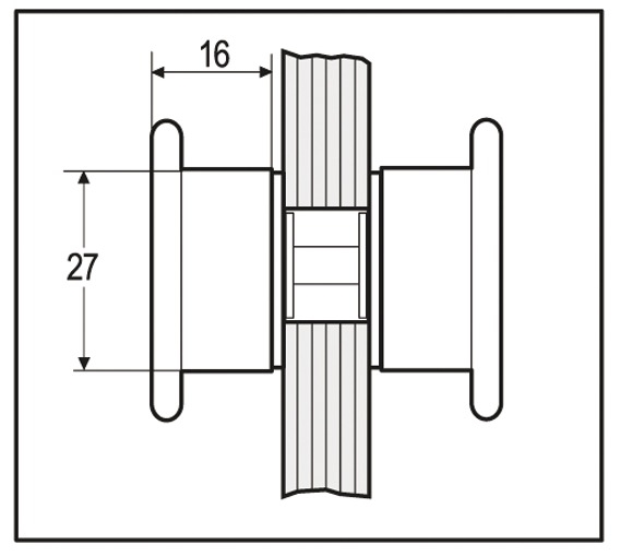 Bouton aspect inox pour portes de douches des deux côtés