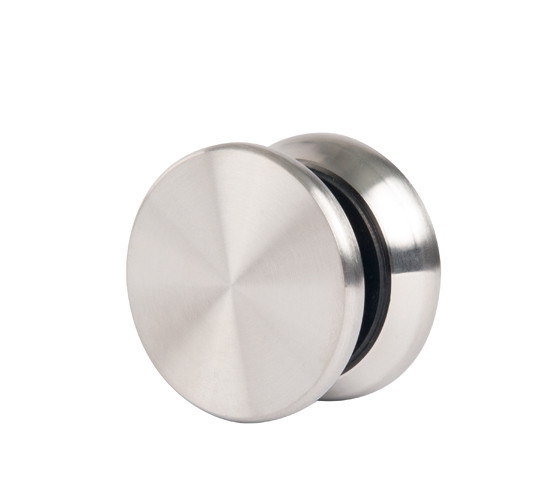 photo info Bouton double rond plat chromé brillant pour paroi de douche