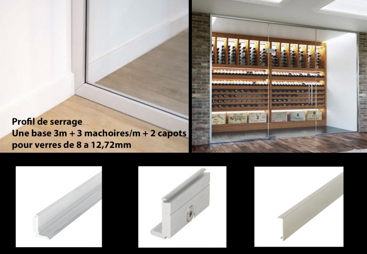 photo info Profil de serrage pour cloison et imposte en verre 3m capots aspect inox bross&eacute;